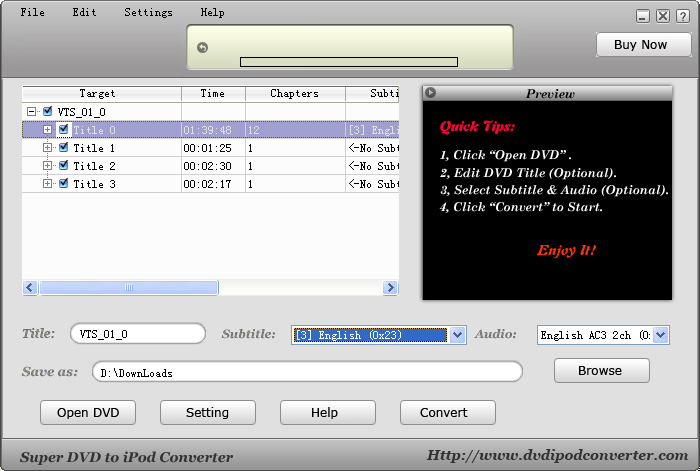 Super DVD to iPod Converter screenshot