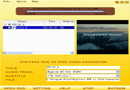 Digiters DVD to iPod Converter screenshot
