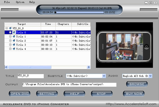 Accelerate DVD to iPhone Converter screenshot