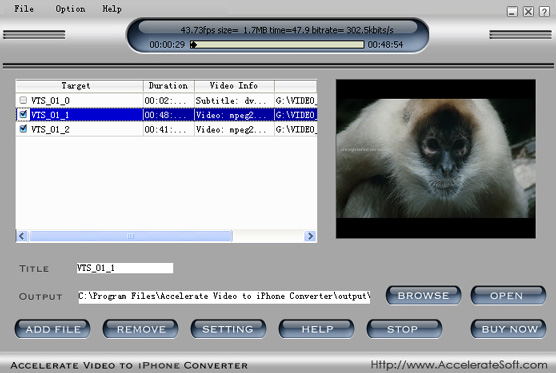 Accelerate Video to iPhone Converter screenshot