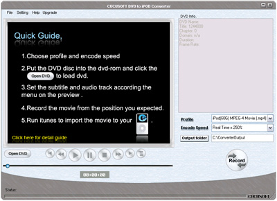 1st Cucusoft DVD to iPod Converter4.0.1 screenshot