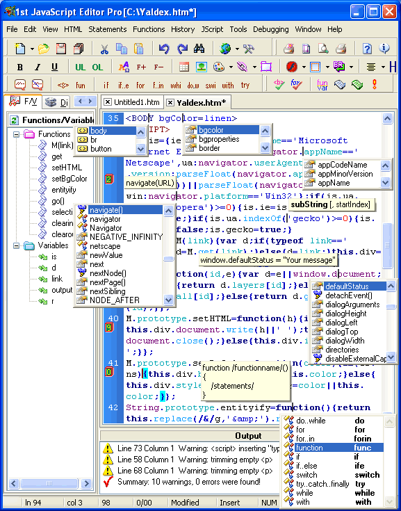 1st JavaScript Editor Pro 2.0 screenshot