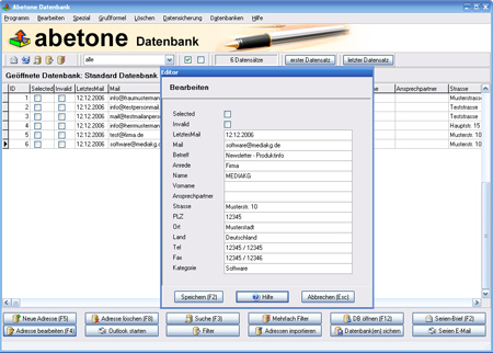 Abetone-Datenbank screenshot