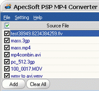 ApecSoft PSP MP4 Converter for tomp4.com screenshot