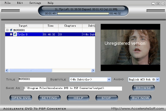 Accelerate DVD to PSP Converter screenshot