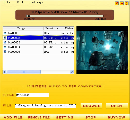 Digiters Video to PSP Converter screenshot