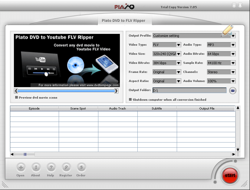 Plato DVD to FLV Converter screenshot