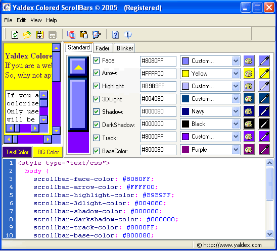 Yaldex Colored ScrollBars screenshot